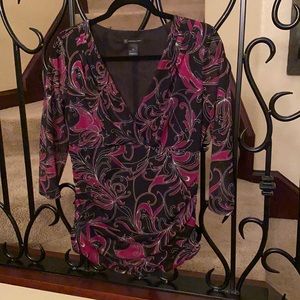 INC patterned V neck empire waist top